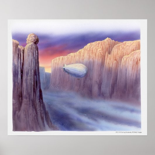 Poster Illustration d'un dirigeable voyageant (Devant)