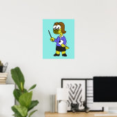 Poster Illustration D'Un Enseignant Pachycéphalosaure. (Bureau à domicile)