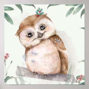 Poster Illustration d'un hibou adorable