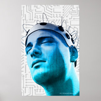 Poster Illustration d'un homme portant un casquette d'éle