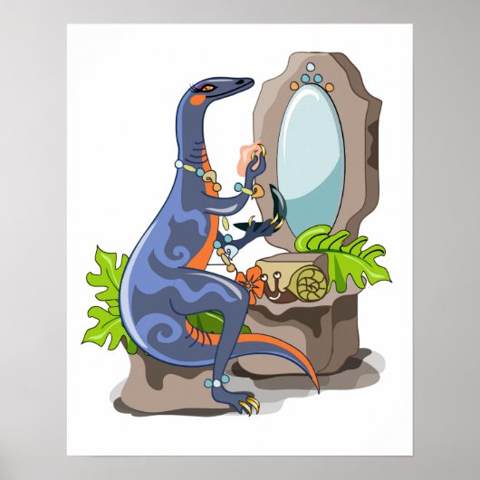 Poster Illustration D'Un Iguanodon Mettant Sur Le Maquill (Devant)