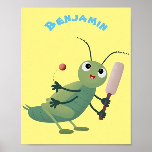 Poster Illustration d'un insecte du cricket vert mou (Devant)
