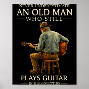 Poster Illustration d'un joueur de guitare acoustique pou