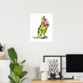 Poster Illustration D'Un Lambéosaure Portant Un Oeuf. (Bureau à domicile)