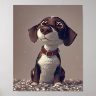 Poster Illustration D'Un Mignonne Chien
