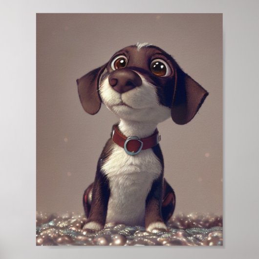 Poster Illustration D'Un Mignonne Chien (Devant)
