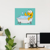 Poster Illustration D'Un Monstre De Loch Ness De Bain. (Bureau à domicile)
