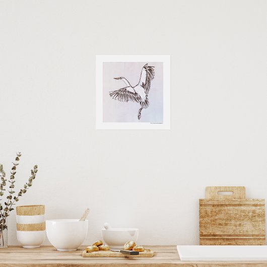 Poster illustration d'un oiseau volant dans le ciel gris  (Cuisine)