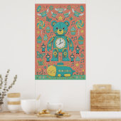 Poster Illustration d'un ours en peluche occupé mignon (Cuisine)