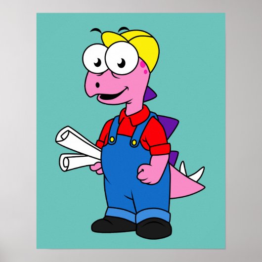 Poster Illustration D'Un Ouvrier De Construction De Stego (Devant)