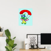 Poster Illustration D'Un Parachutage De Ptérodactyle. (Bureau à domicile)