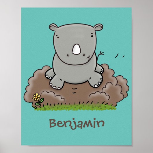 Poster Illustration d'un petit rhinocéros (Devant)
