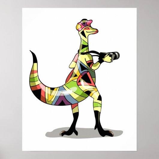 Poster Illustration D'Un Photographe Iguanodon. (Devant)
