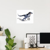 Poster Illustration D'Un Raptor Dinosaure Jouant Au Footb (Bureau à domicile)