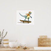 Poster Illustration D'Un Raptor Skateboard. (Cuisine)