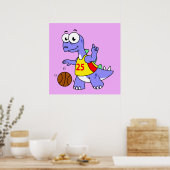Poster Illustration D'Un Stegosaurus Jouant Au Basket. (Cuisine)
