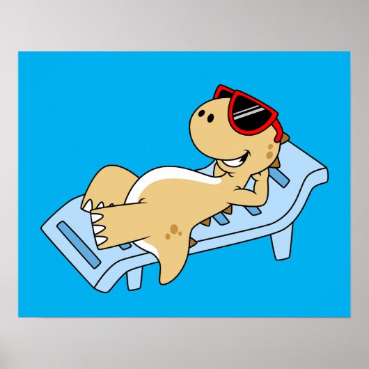 Poster Illustration D'Un Tyrannosaurus Rex Bain De Soleil (Devant)