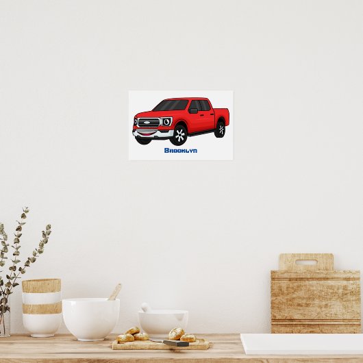 Poster Illustration d'une camionnette rouge mou (Cuisine)