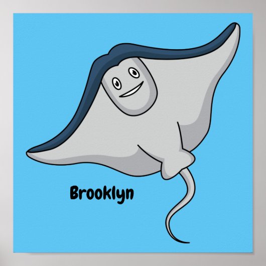 Poster Illustration d'une caricature de poisson stingray (Devant)
