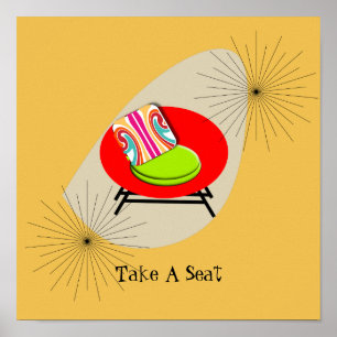Poster Illustration d'une chaise de style rétro moderne d