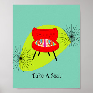 Poster Illustration d'une chaise de style rétro moderne d