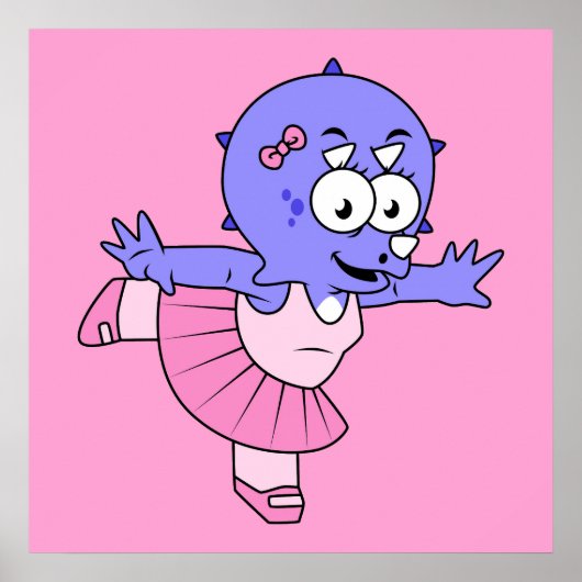 Poster Illustration D'Une Danse De Ballet Triceratops. (Devant)