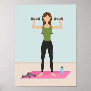 Poster Illustration d'une fille en forme faisant du sport