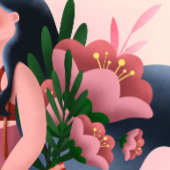 Poster Illustration d'une fillette de plein air marchant 