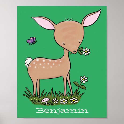 Poster Illustration d'une jolie dessin de cerf de bébé he (Devant)