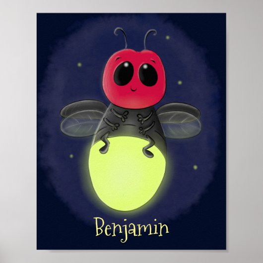 Poster Illustration d'une luciole à éclair mignon (Devant)
