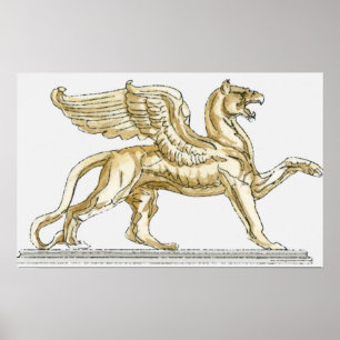 Poster Illustration d'une statue de griffon