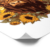 Poster Illustration d'une vache des Highlands avec Sunflo (Coin)