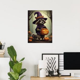 Poster Illustration éffrayante du raton laveur Halloween