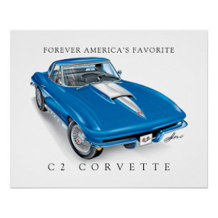 POSTER ILLUSTRATION ÉLÉGANTE DE LA C-2 VETTE