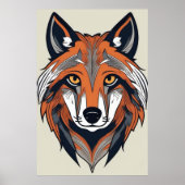 Poster Illustration élégante simplifiée Wolf (Devant)