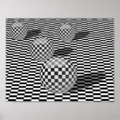 Poster Illustration en noir et blanc avec des boules sur  (Devant)