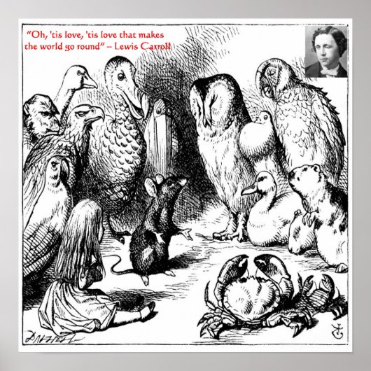 Poster Illustration et citation de Lewis Carroll dans le (Devant)