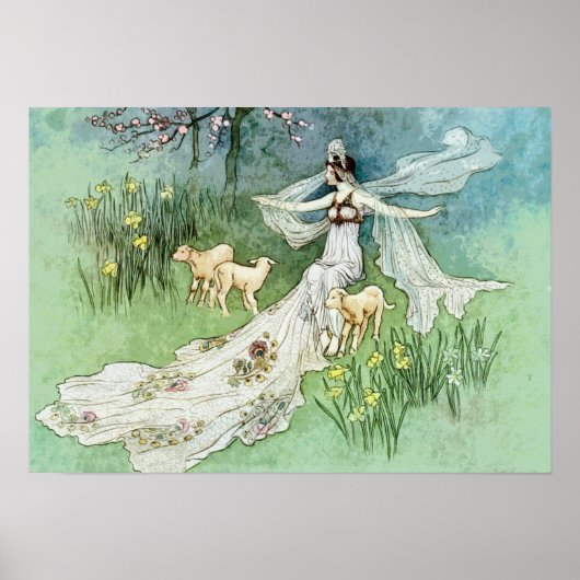 Poster Illustration Fée vintage, Retro Fairytale (Devant)