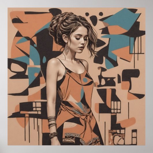 Poster Illustration féminine bohémienne (Devant)