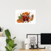 Poster Illustration festive de boisson de Noël Vin Chaud (Bureau à domicile)