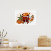 Poster Illustration festive de boisson de Noël Vin Chaud (Cuisine)
