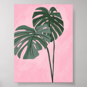 Poster Illustration Feuille de Monstera Tropicale