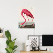 Poster Illustration Flamant rose rose (Bureau à domicile)