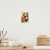 Poster Illustration Fleurs vintages/Papillons (Cuisine)