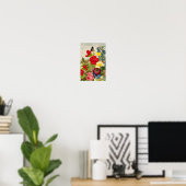 Poster Illustration Fleurs vintages/Papillons (Bureau à domicile)