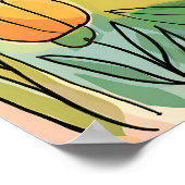 Poster Illustration florale Abstraite aquarelle tirée à l (Coin)