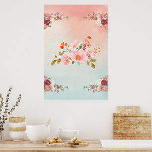 Poster Illustration florale Aquarelle Fleurs florissantes