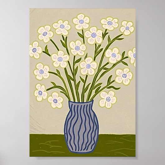 Poster Illustration Florale Blanche d'Art Populaire Fanta (Devant)