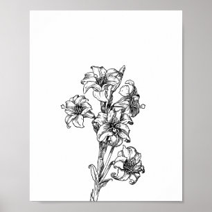 Poster Illustration Florale Fleur Minimaliste Art Floral