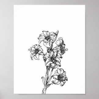 Poster Illustration Florale Fleur Minimaliste Art Floral